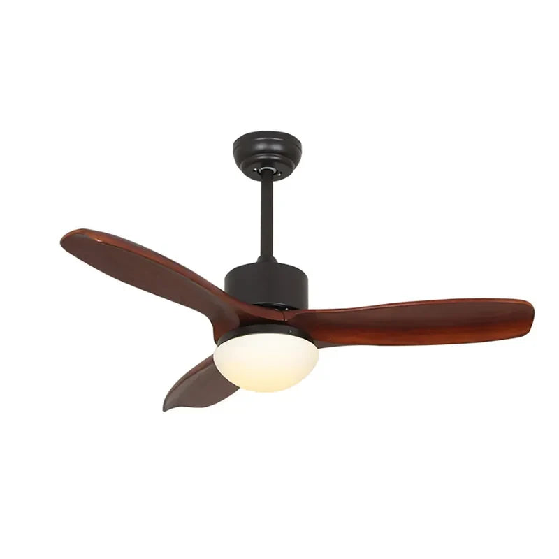 Modern Solid Wood Blades Ceiling Fan with Light and Remote - view 2