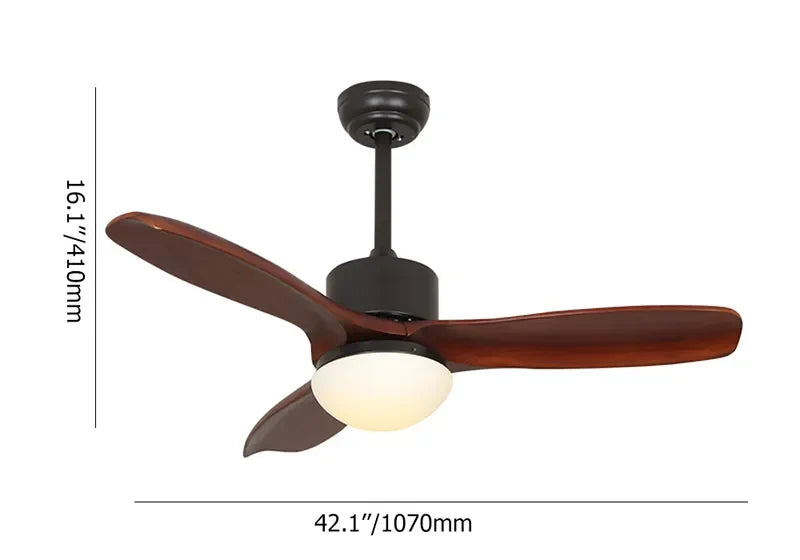 Modern Solid Wood Blades Ceiling Fan with Light and Remote - view 3