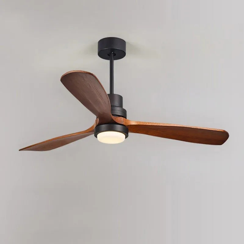 Modern LED Remote Control & Walnut Ceiling Lights Fan Fixture - view 11