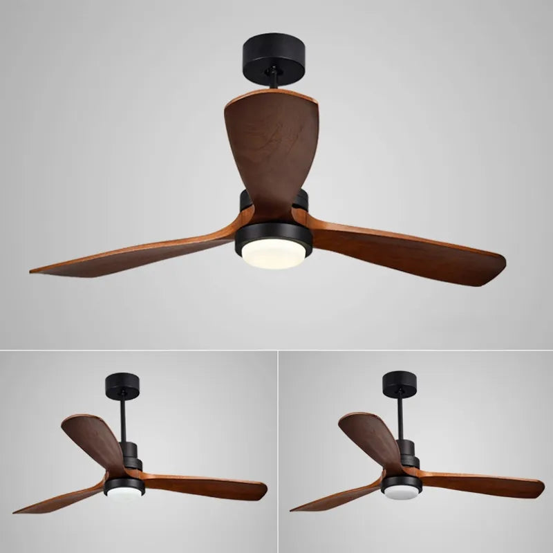 Modern LED Remote Control & Walnut Ceiling Lights Fan Fixture - view 13
