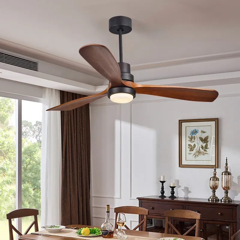 Modern LED Remote Control & Walnut Ceiling Lights Fan Fixture - view 4