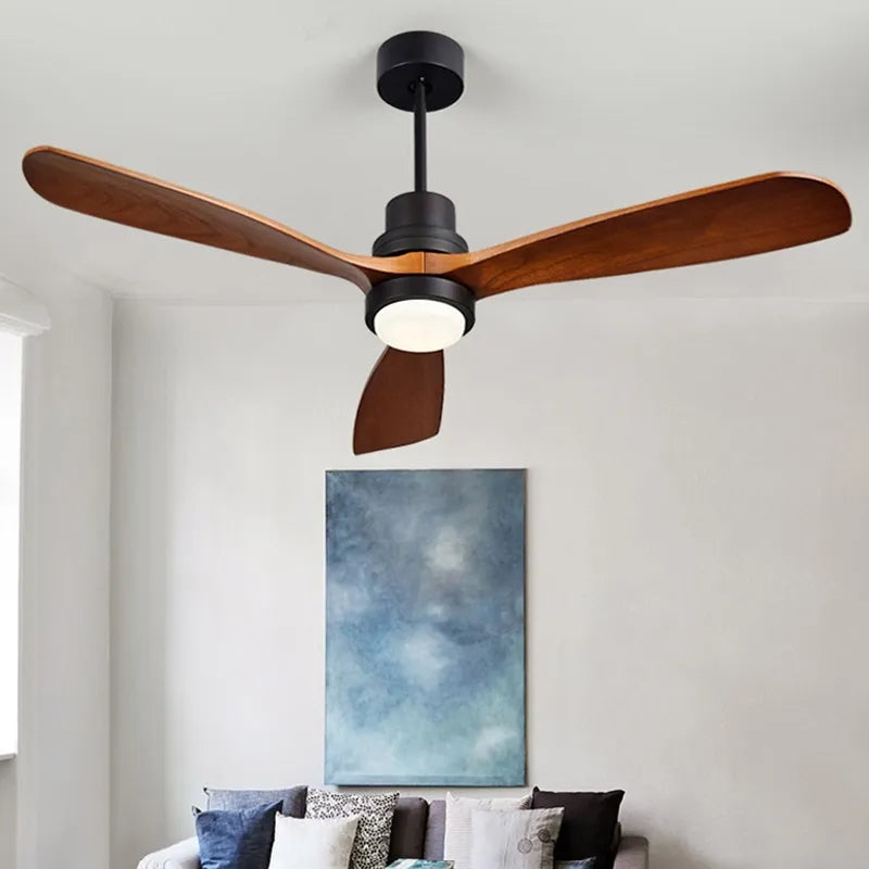 Modern LED Remote Control & Walnut Ceiling Lights Fan Fixture - view 5