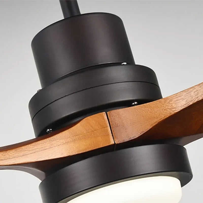 Modern LED Remote Control & Walnut Ceiling Lights Fan Fixture - view 7