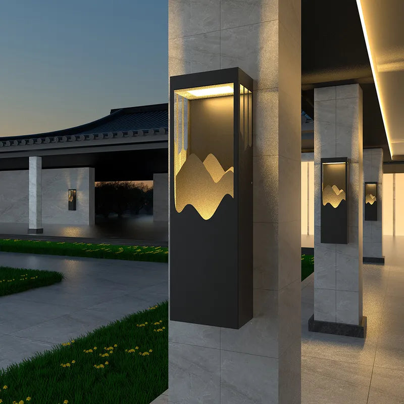Modern Layered Cuboid LED Outdoor Sconce Light Fixture - view 2