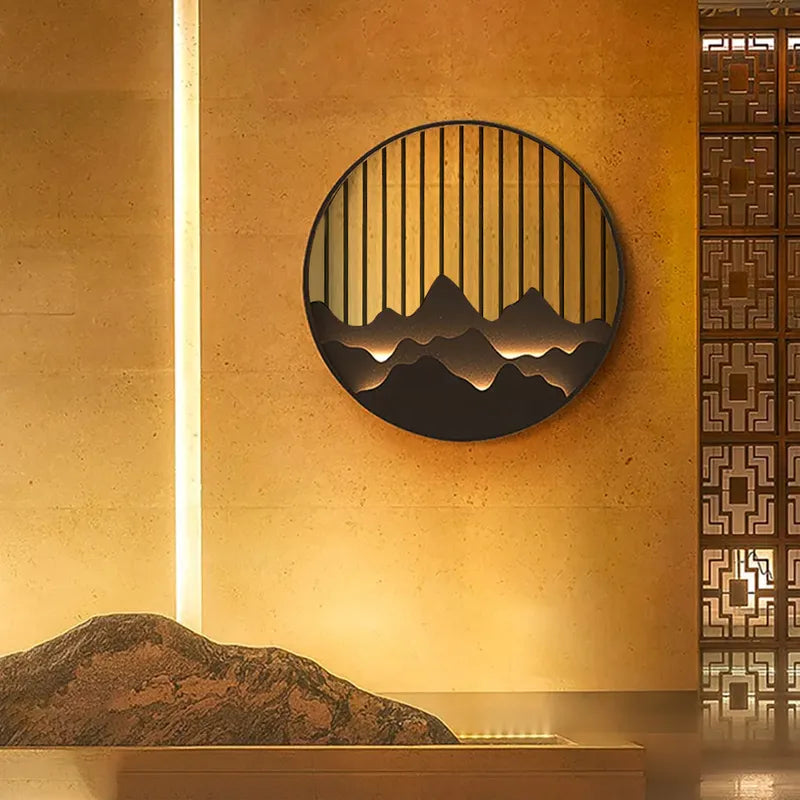 LED Circle Layered Mountain Pattern Wall Sconce - view 2