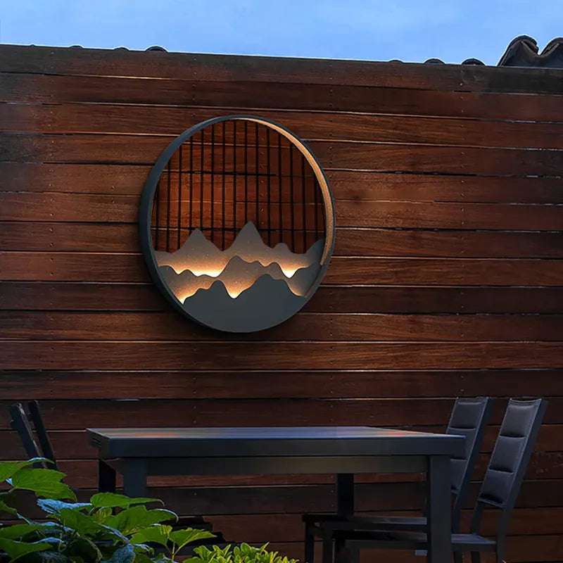 LED Circle Layered Mountain Pattern Wall Sconce - view 3