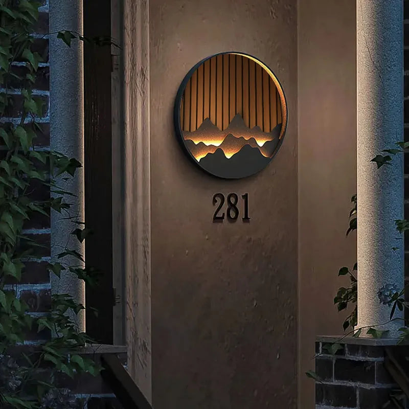 LED Circle Layered Mountain Pattern Wall Sconce - view 4