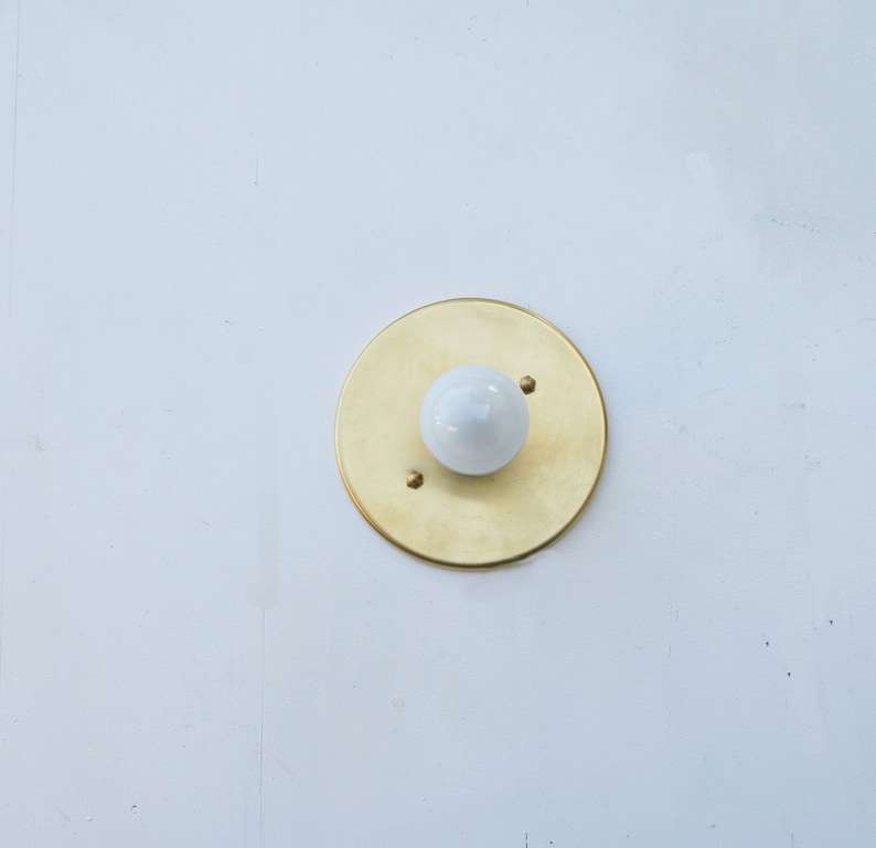 Modern Minimal Cylindrical Base Brass Wall Sconce Light Fixture - view 1