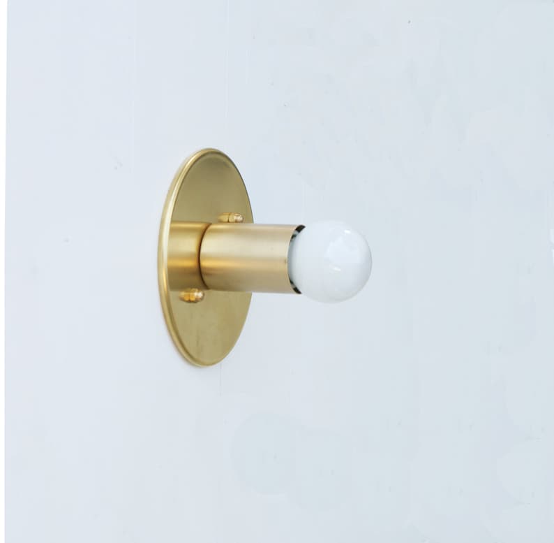 Modern Minimal Cylindrical Base Brass Wall Sconce Light Fixture - view 2