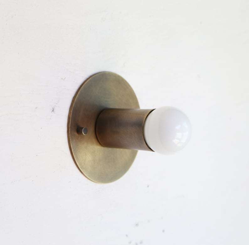 Modern Minimal Cylindrical Base Brass Wall Sconce Light Fixture - view 3