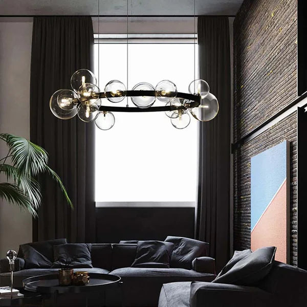 Bubi Contemporary Black Glass Bubble Chandelier - view 2