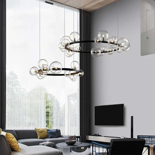 Bubi Contemporary Black Glass Bubble Chandelier - view 3