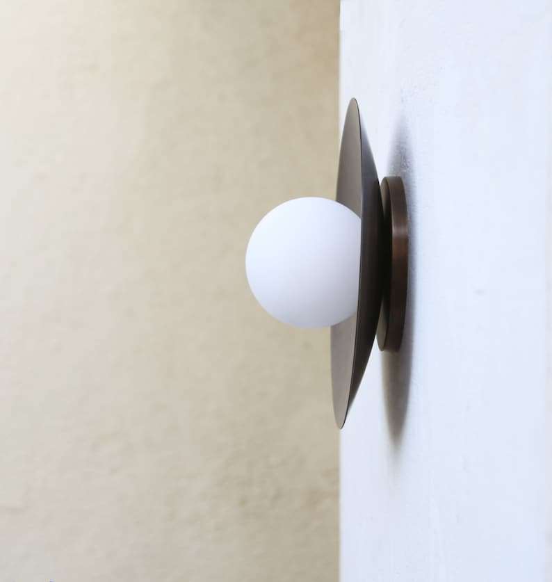 Modern Brass Wall Sconce with White Matte Glass Shade - view 2