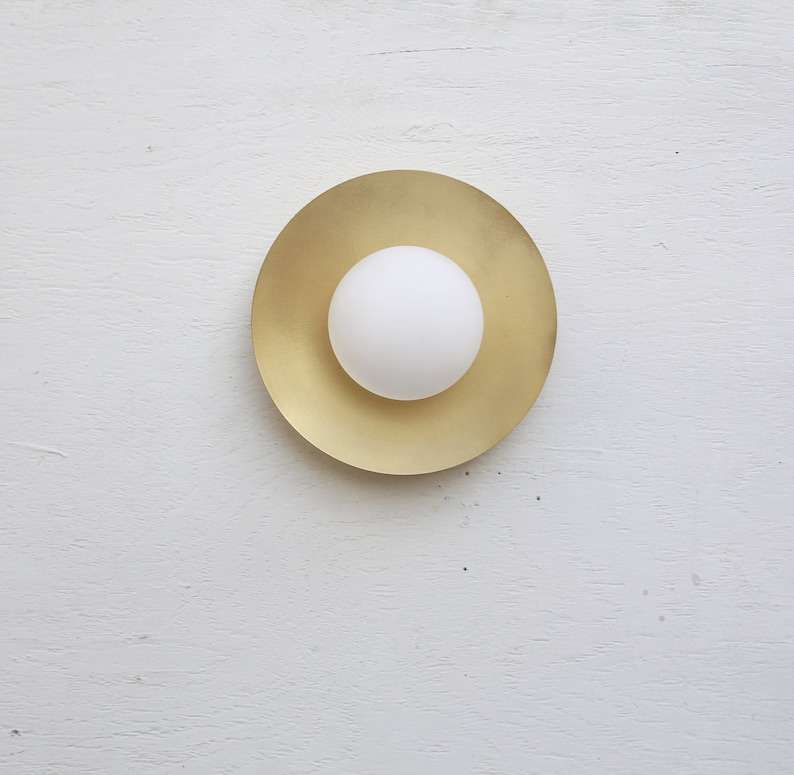 Modern Brass Wall Sconce with White Matte Glass Shade - view 4