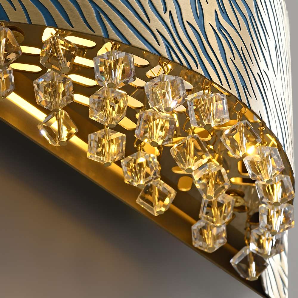 Tiger Stripes Modern Etching Process Blue And Brass Crystal Sconce - view 7