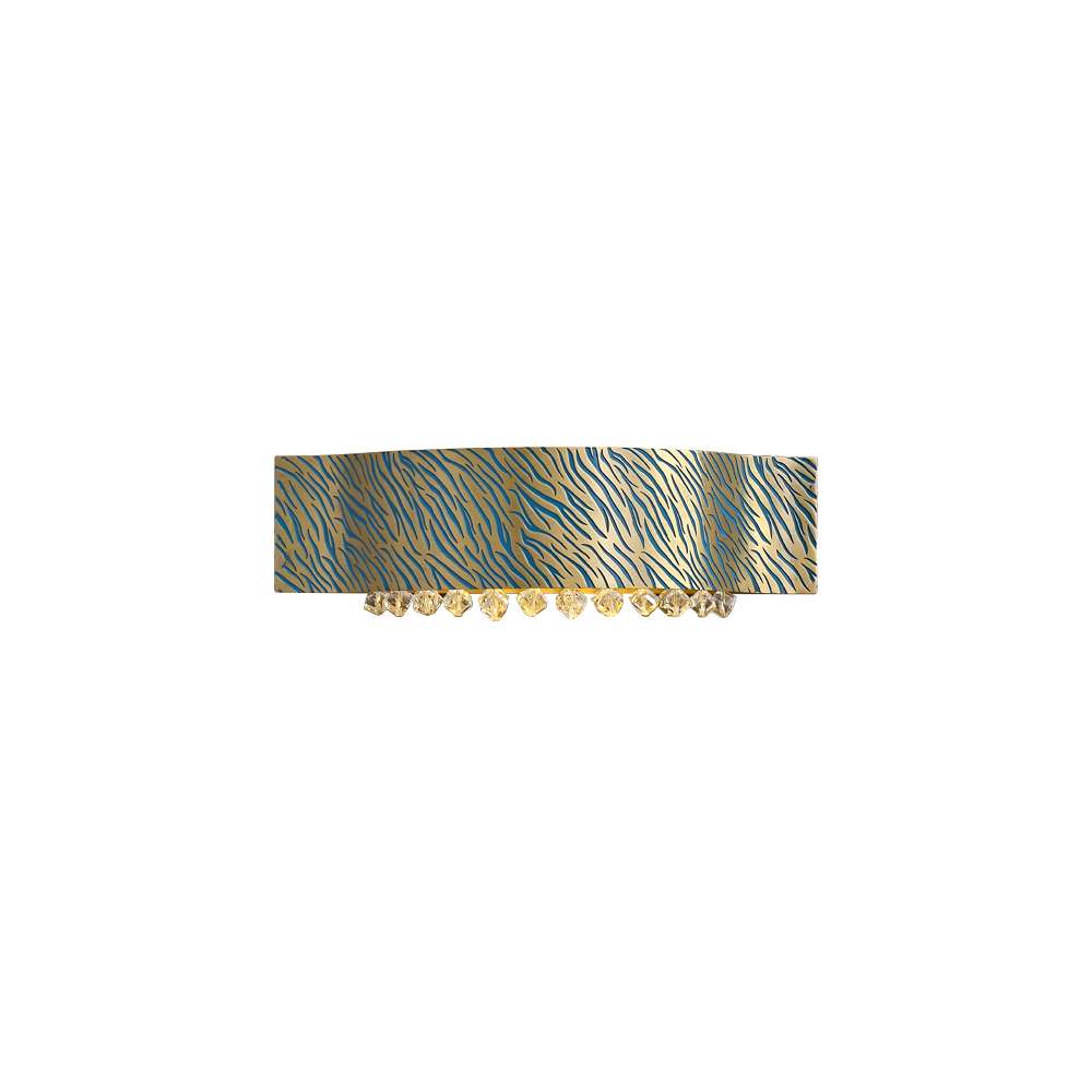 Tiger Stripes Modern Etching Process Blue And Brass Crystal Sconce - view 8