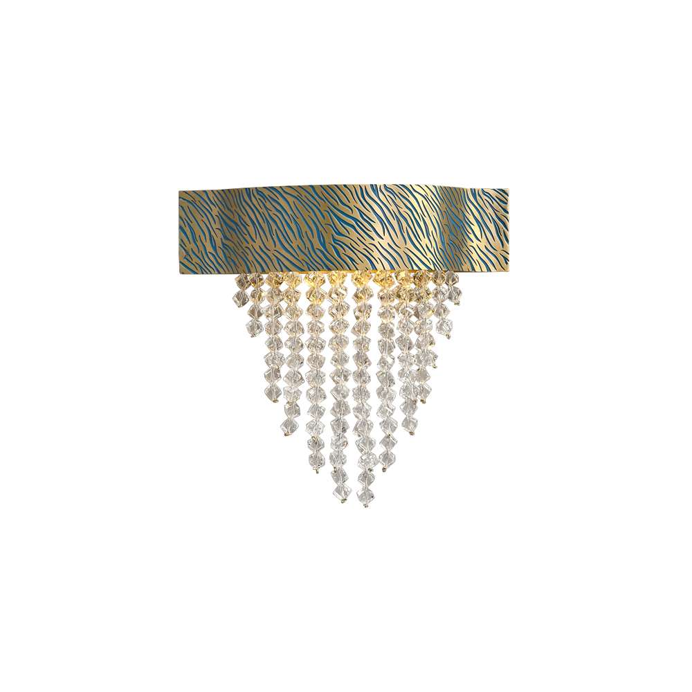 Tiger Stripes Modern Etching Process Blue And Brass Crystal Sconce - view 9