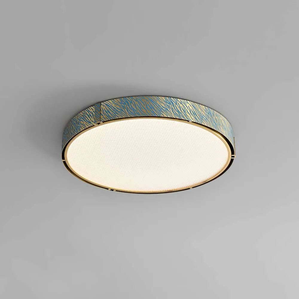 Tiger Stripes Etching Process Blue And Brass Modern Ceiling Lights - view 1