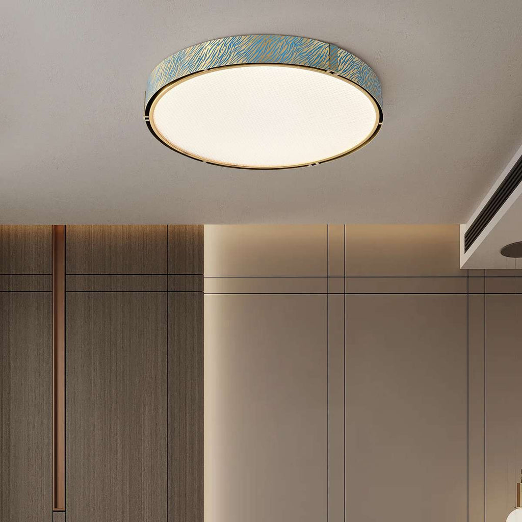 Tiger Stripes Etching Process Blue And Brass Modern Ceiling Lights - view 2