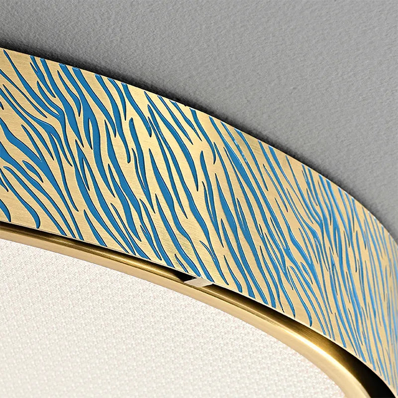 Tiger Stripes Etching Process Blue And Brass Modern Ceiling Lights - view 5