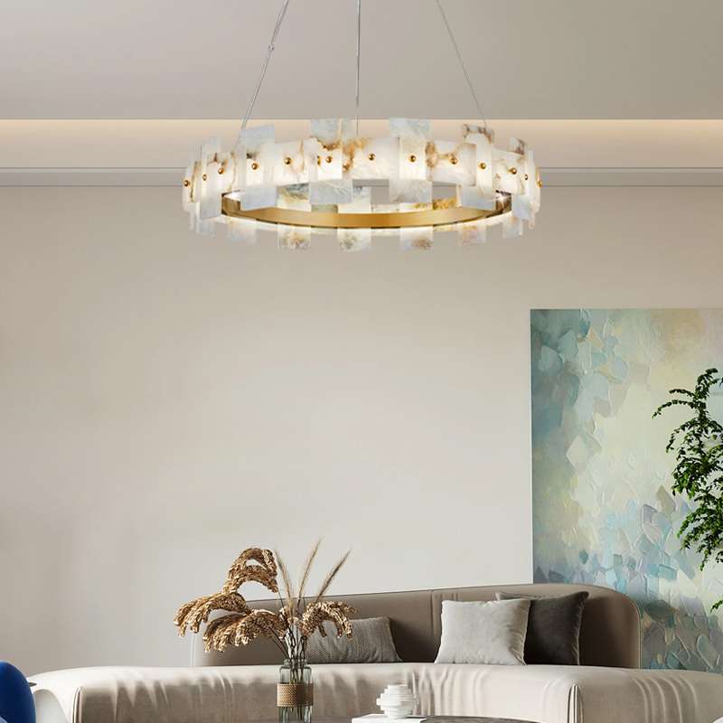 Modern Alabaster LED Chandelier for Living Room - view 2