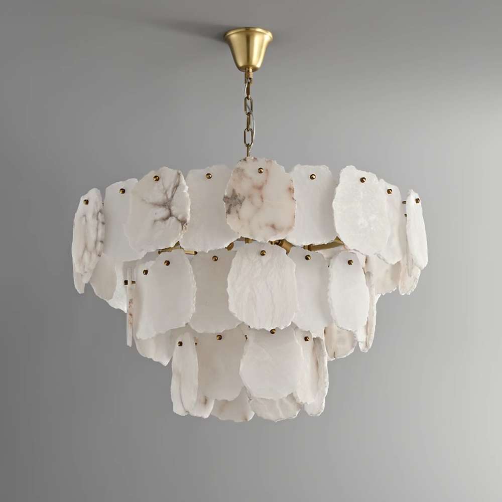 Mid Century Modern Chandelier with Alabaster Accents - view 2