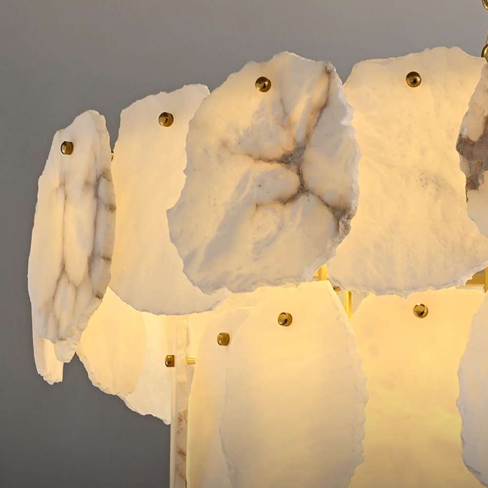 Mid Century Modern Chandelier with Alabaster Accents - view 3
