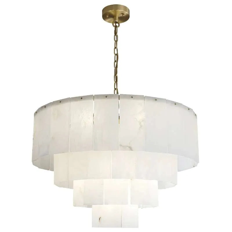 Modern Iron and Alabaster Chandelier for Living Room - view 1