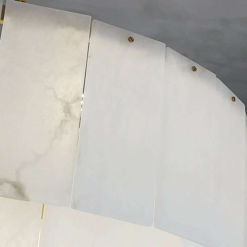 Modern Iron and Alabaster Chandelier for Living Room - view 6