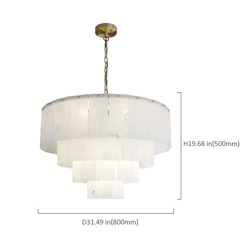 Modern Iron and Alabaster Chandelier for Living Room - view 7