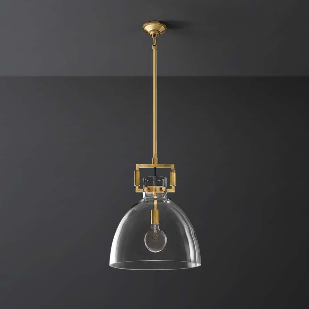 Modern Glass & Brass Kitchen Island Light - view 2