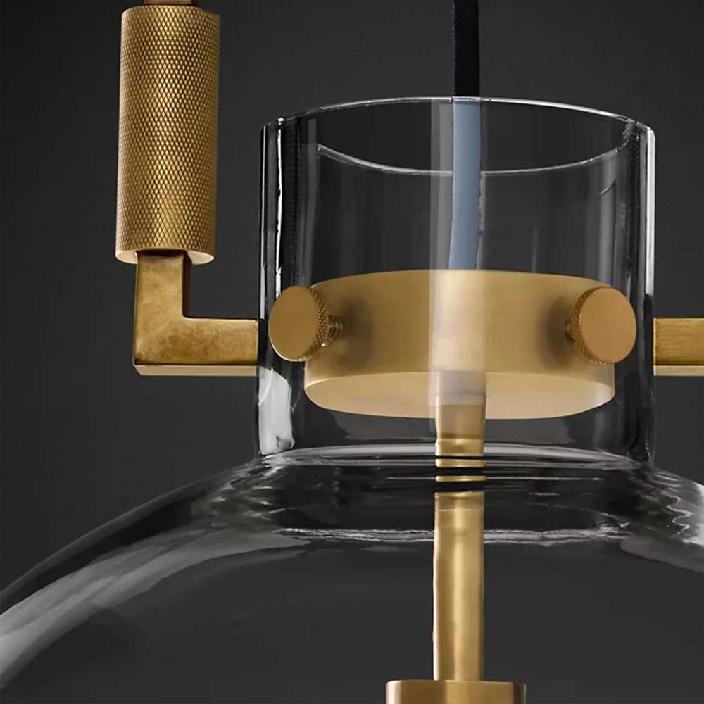 Modern Glass & Brass Kitchen Island Light - view 3