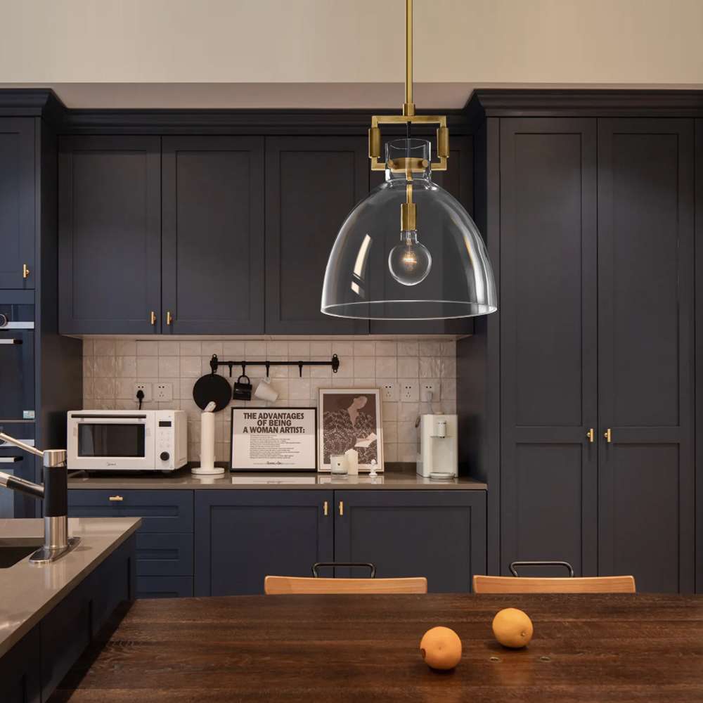 Modern Glass & Brass Kitchen Island Light - view 5