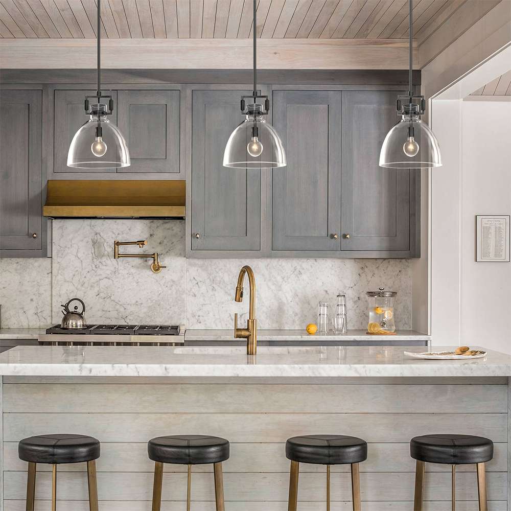 Modern Glass & Brass Kitchen Island Light - view 7