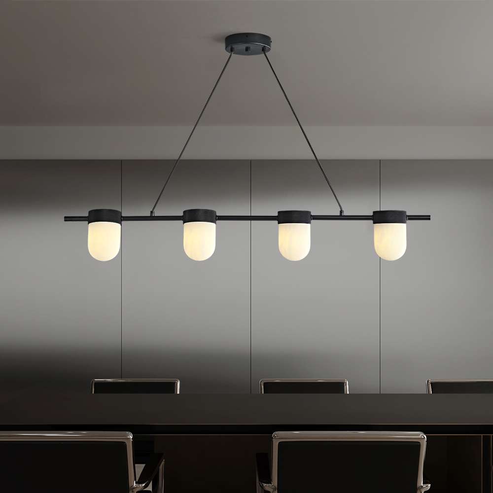 Alabaster Dining Room Chandelier with Hanging Chain - view 4
