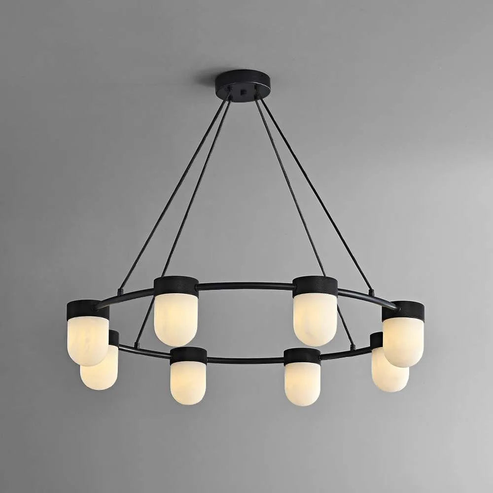 Art Deco Alabaster Chandelier for Living Room - view 1