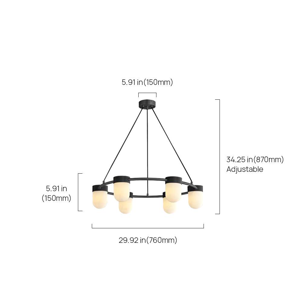 Art Deco Alabaster Chandelier for Living Room - view 11