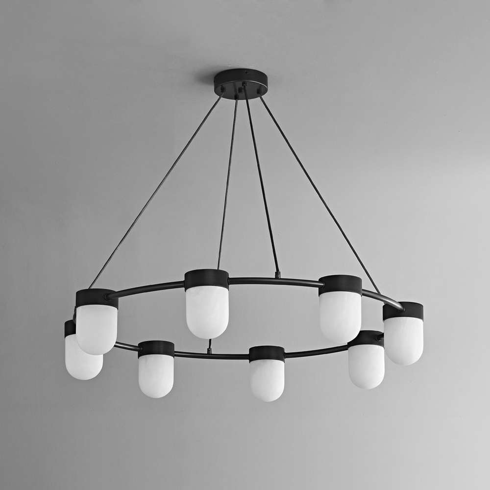 Art Deco Alabaster Chandelier for Living Room - view 2