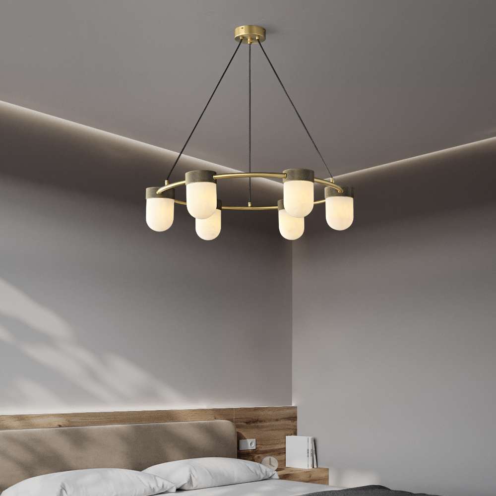 Art Deco Alabaster Chandelier for Living Room - view 3