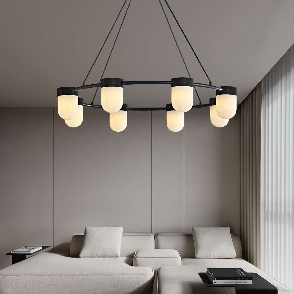 Art Deco Alabaster Chandelier for Living Room - view 4