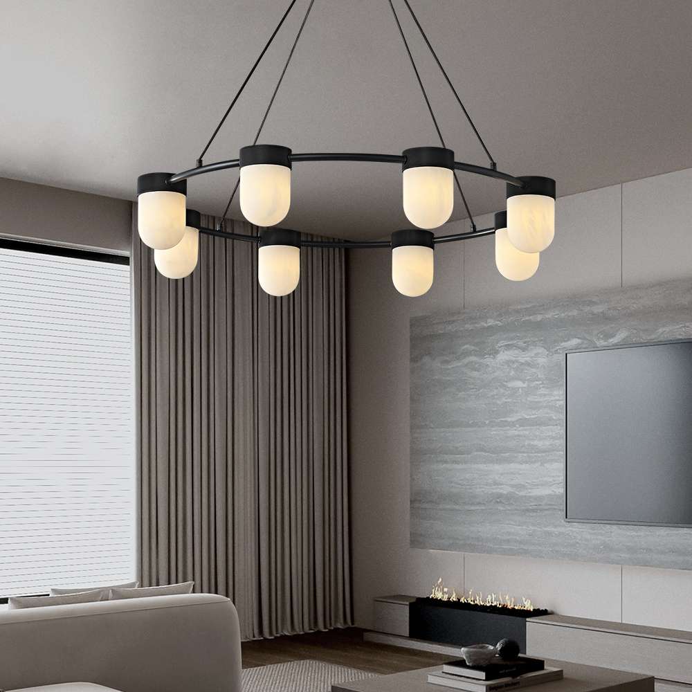 Art Deco Alabaster Chandelier for Living Room - view 5
