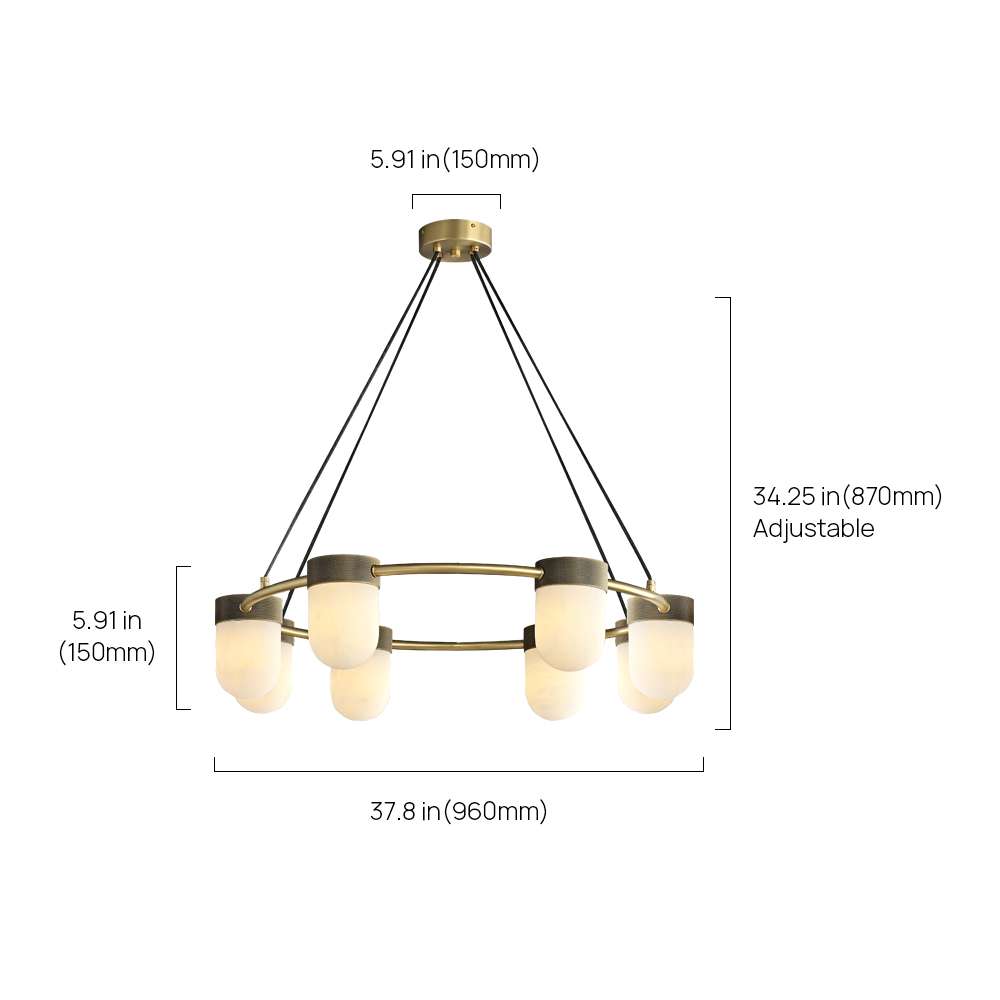 Art Deco Alabaster Chandelier for Living Room - view 8