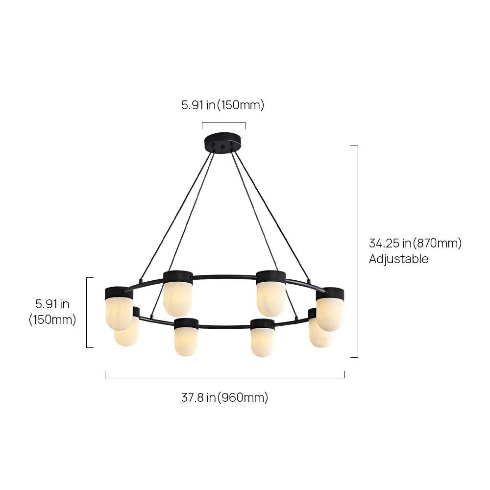 Art Deco Alabaster Chandelier for Living Room - view 9
