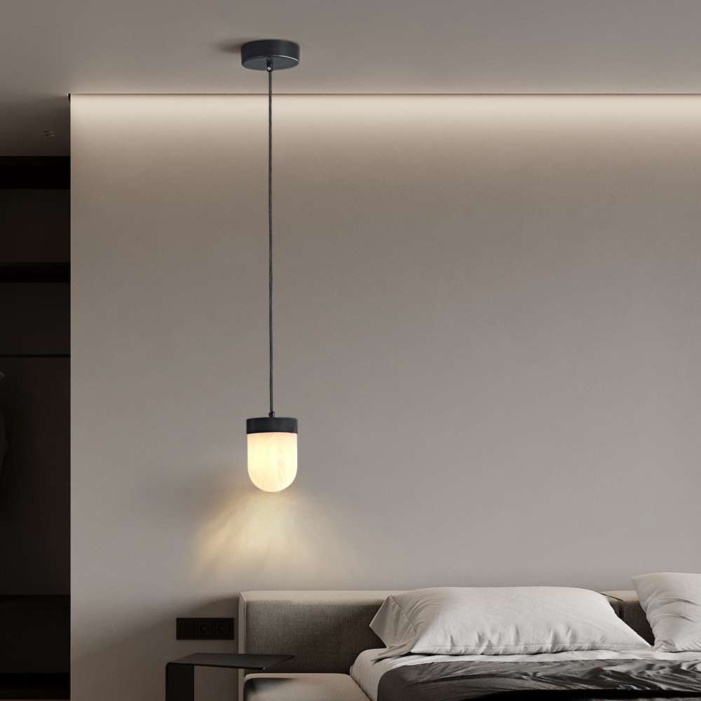 Modern Alabaster Pendant Light for Bedroom - view 3