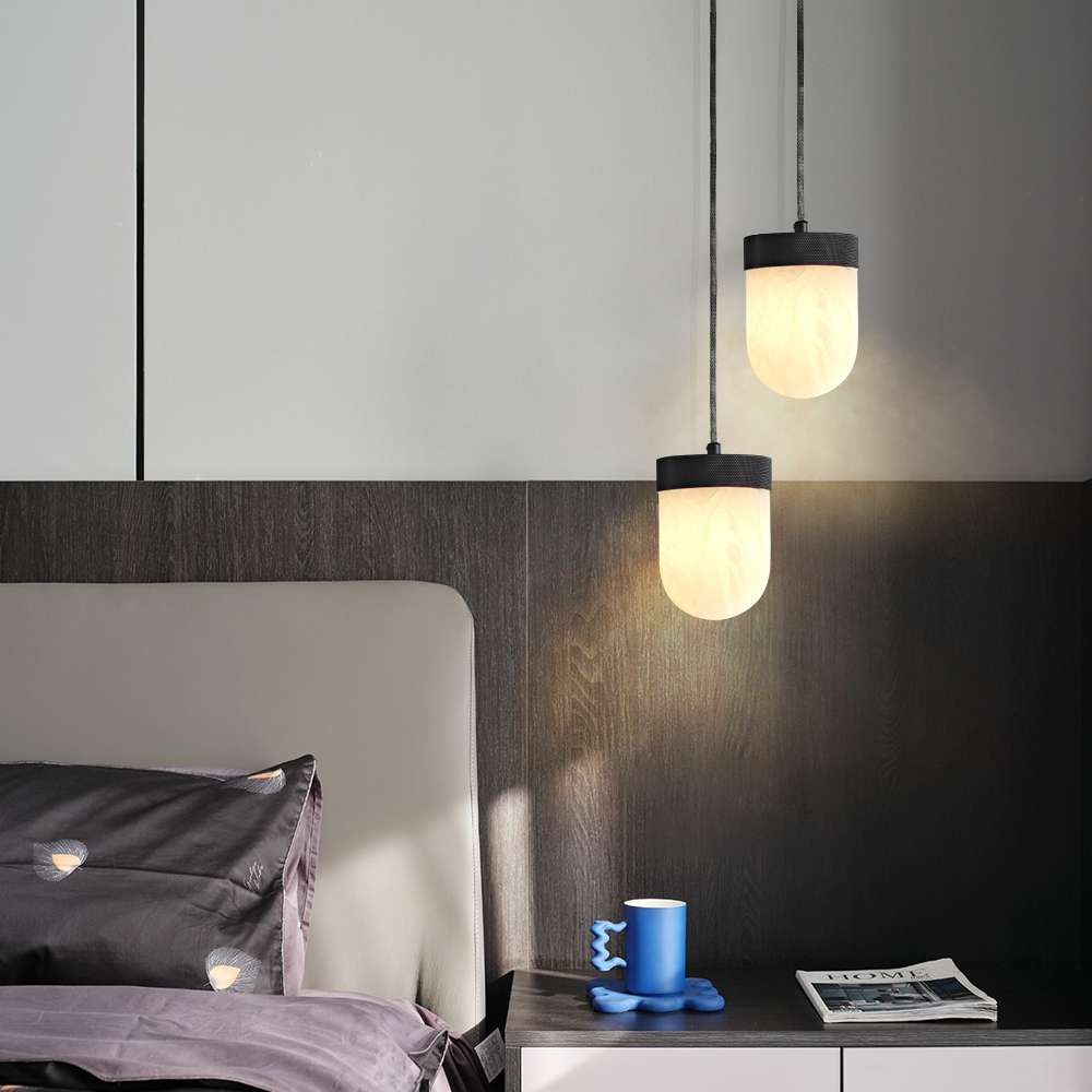 Modern Alabaster Pendant Light for Bedroom - view 4