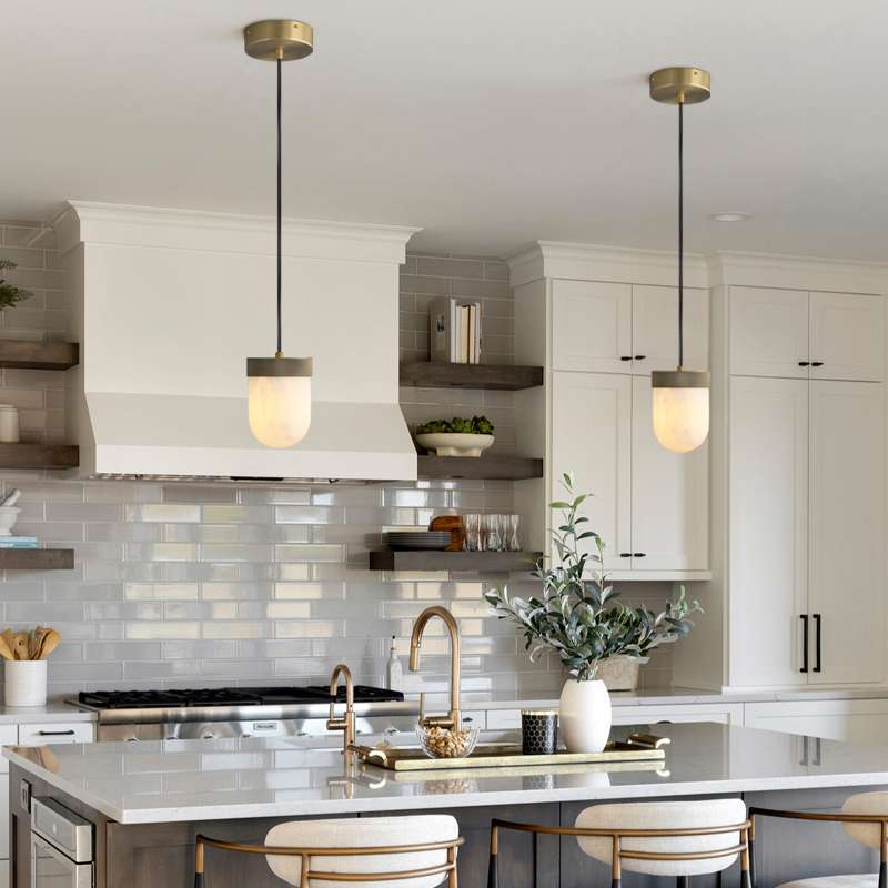Modern Alabaster Pendant Light for Bedroom - view 5