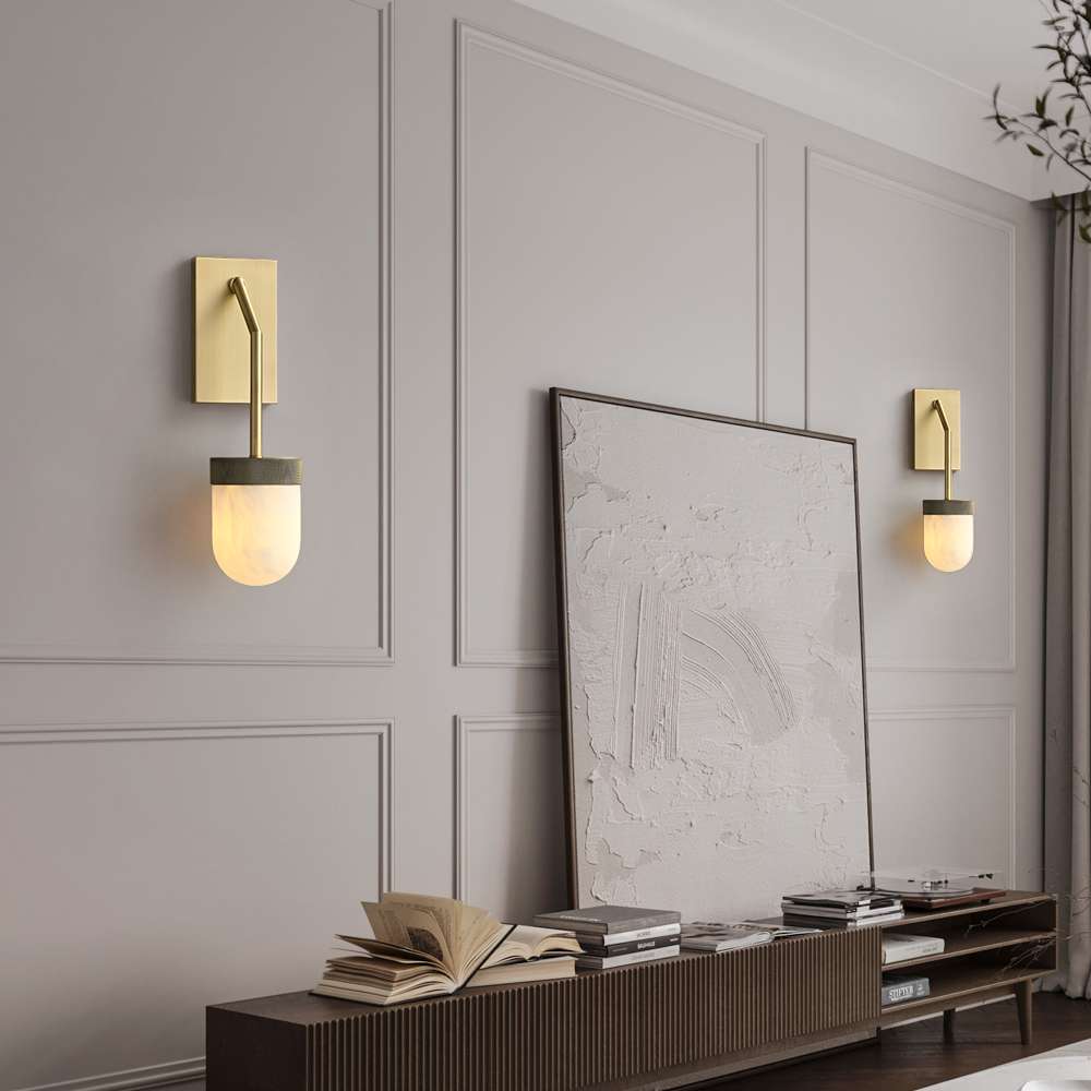 European Alabaster Wall Sconce for Living Room - view 5