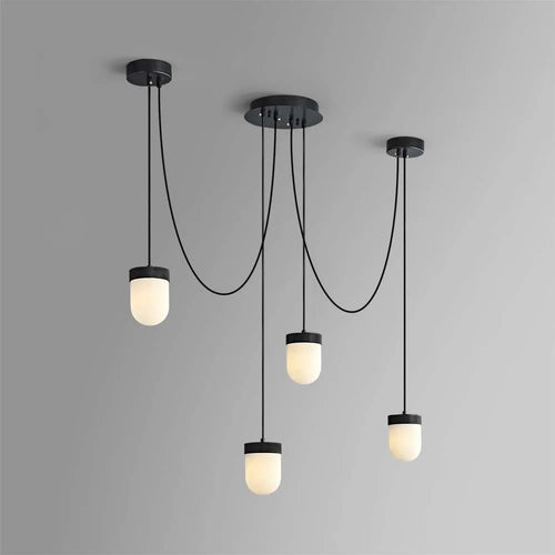 Alabaster Pendant Light in Black and Brass for Dining Room - view 1