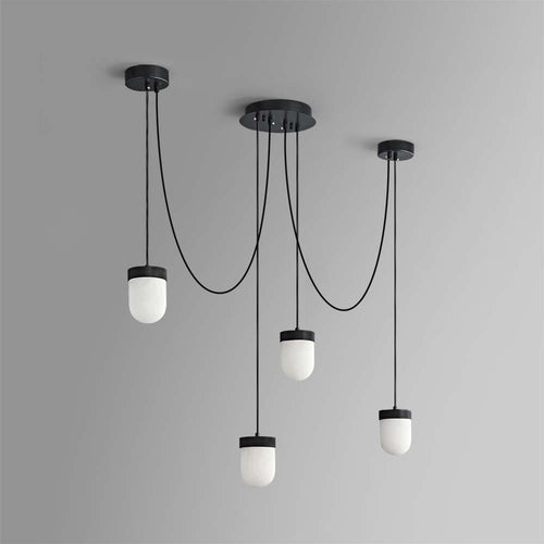 Alabaster Pendant Light in Black and Brass for Dining Room - view 2