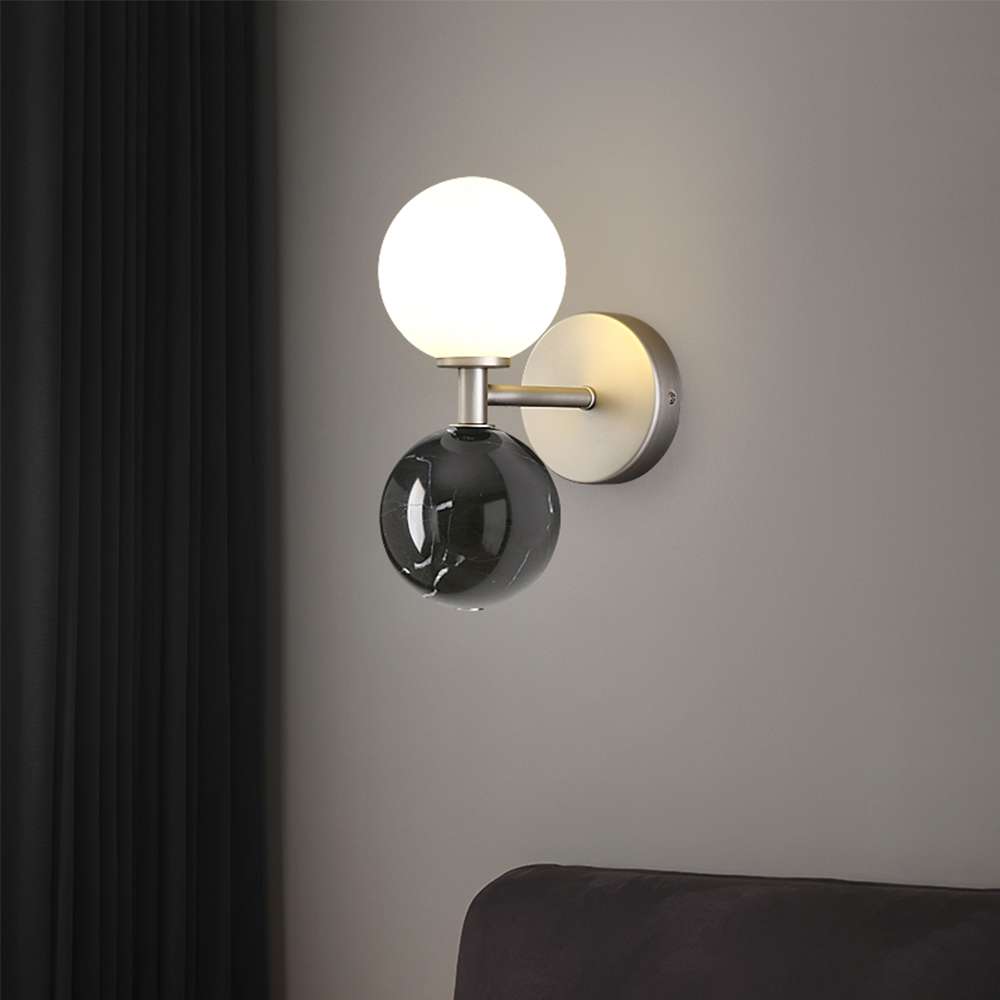 Modern Marble & Glass Sconce for Bedroom - view 4